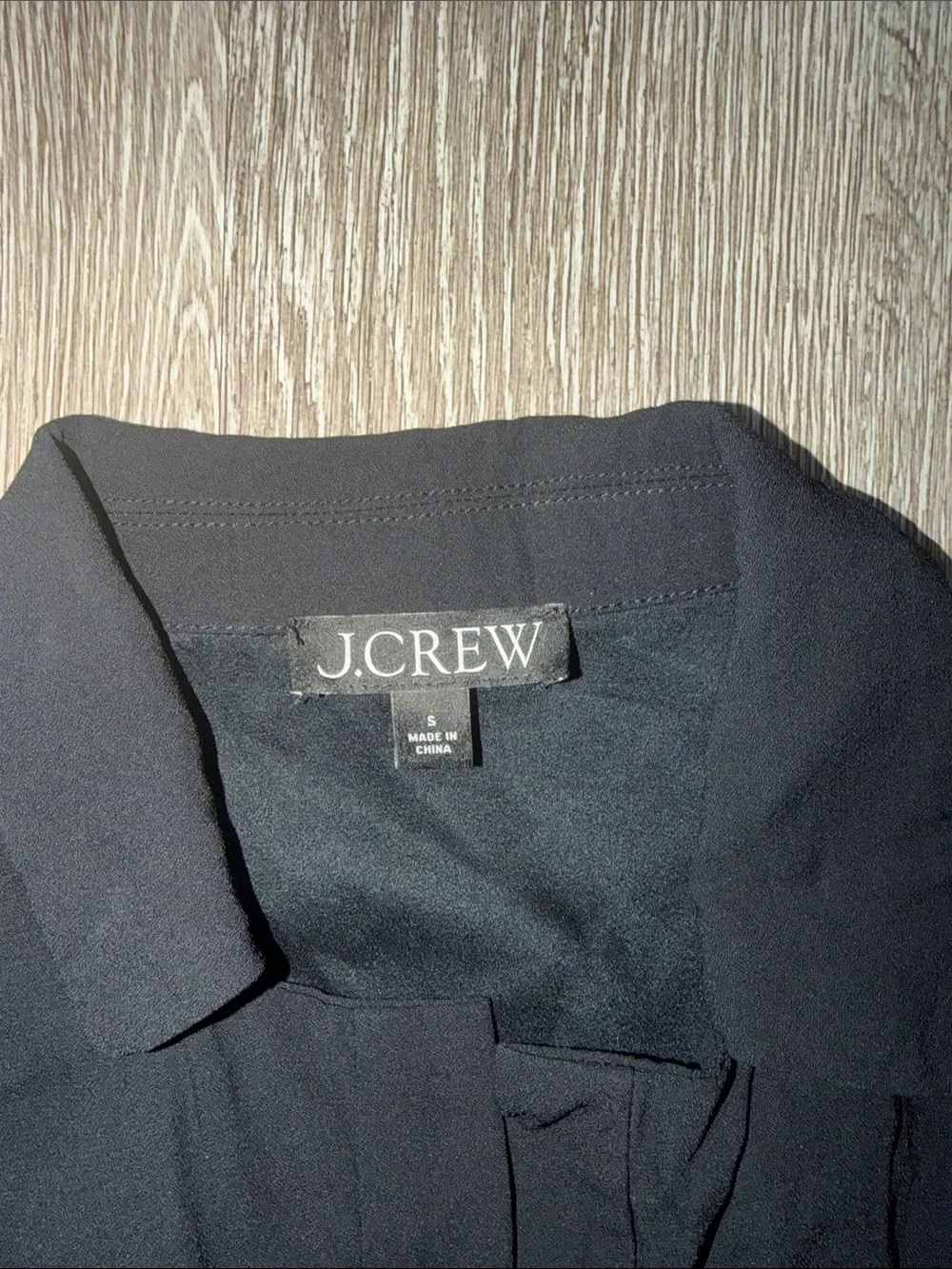 J. Crew Black Long-Sleeve Mini Shirtdress shift crepe size small minimalist